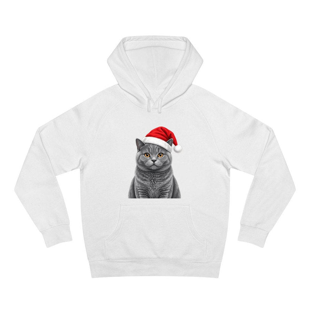 British Shorthair personalised Christmas hoodie in white