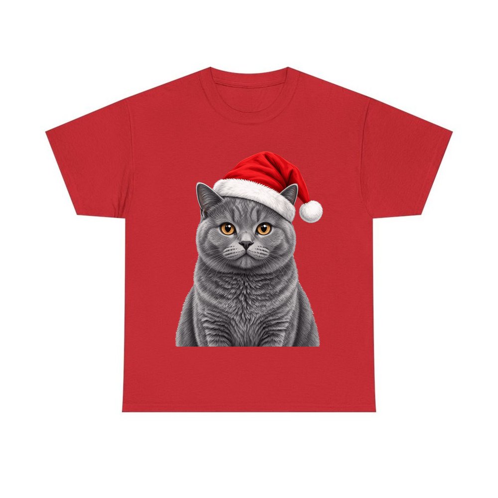 British Shorthair personalised Christmas T-shirt in red
