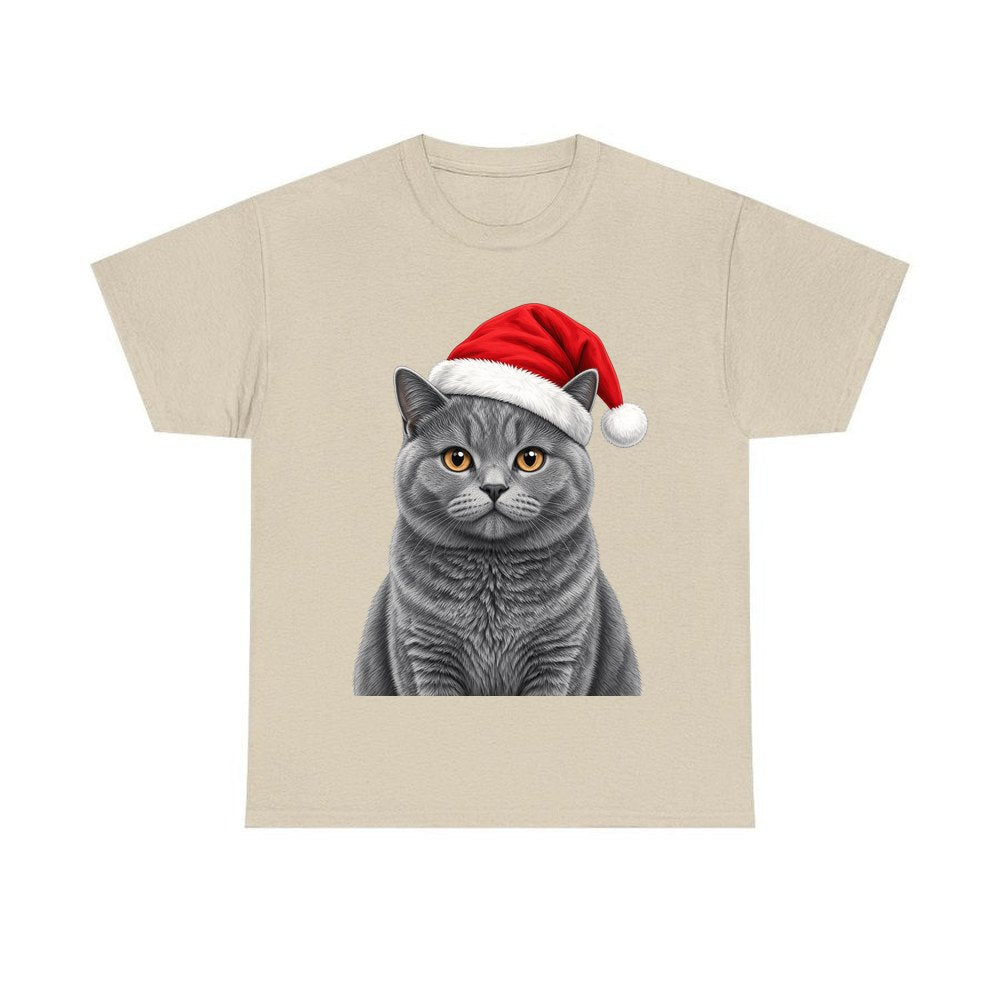British Shorthair personalised Christmas T-shirt in sand