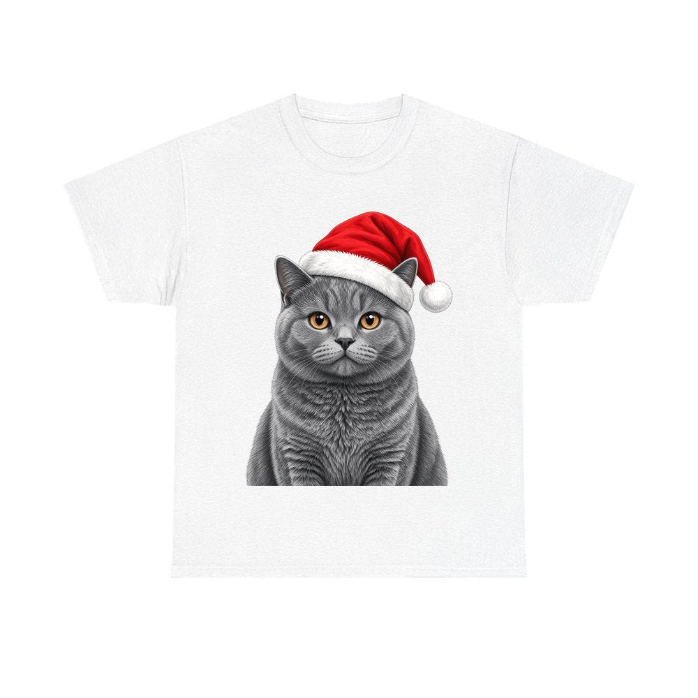 British Shorthair Christmas design on a white tee
