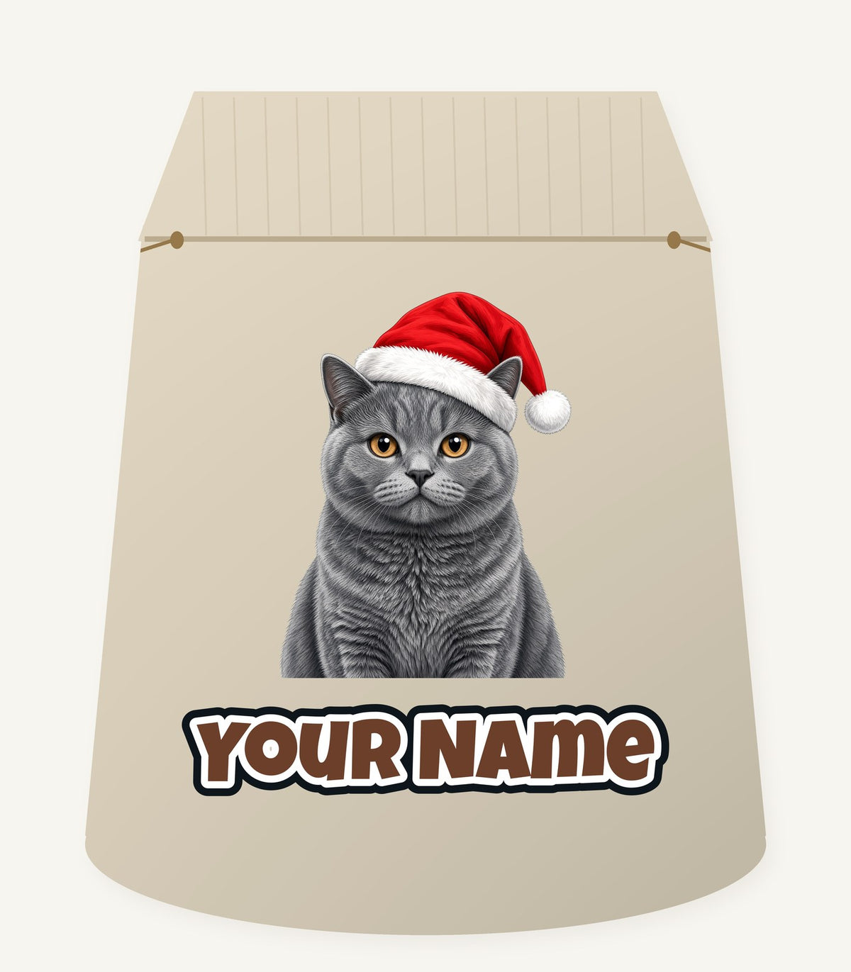 British Shorthair Christmas Personalised Santa Sack