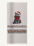 British Shorthair with Holly Personalised Beach Towel