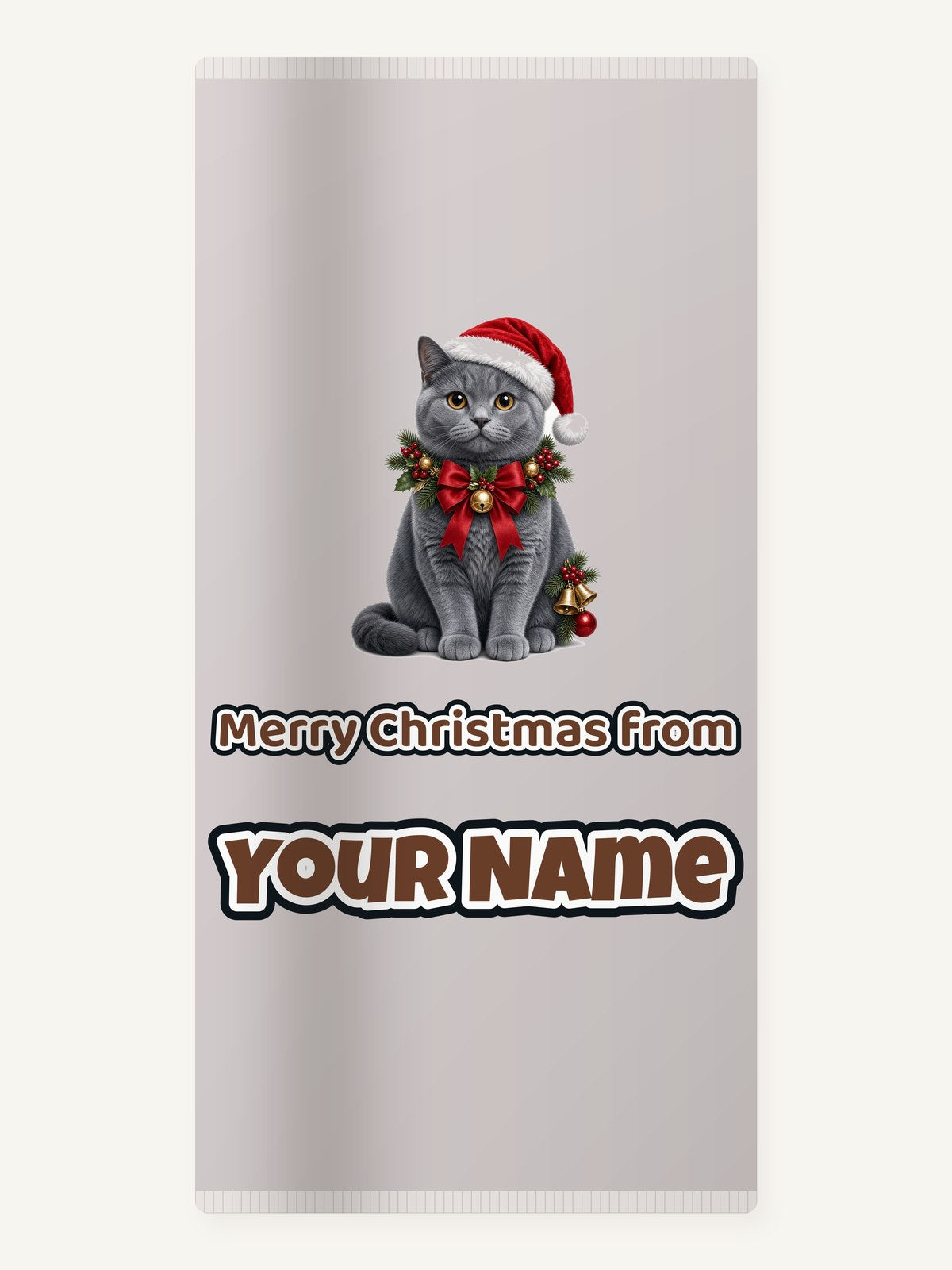 British Shorthair with Holly Personalised Beach Towel