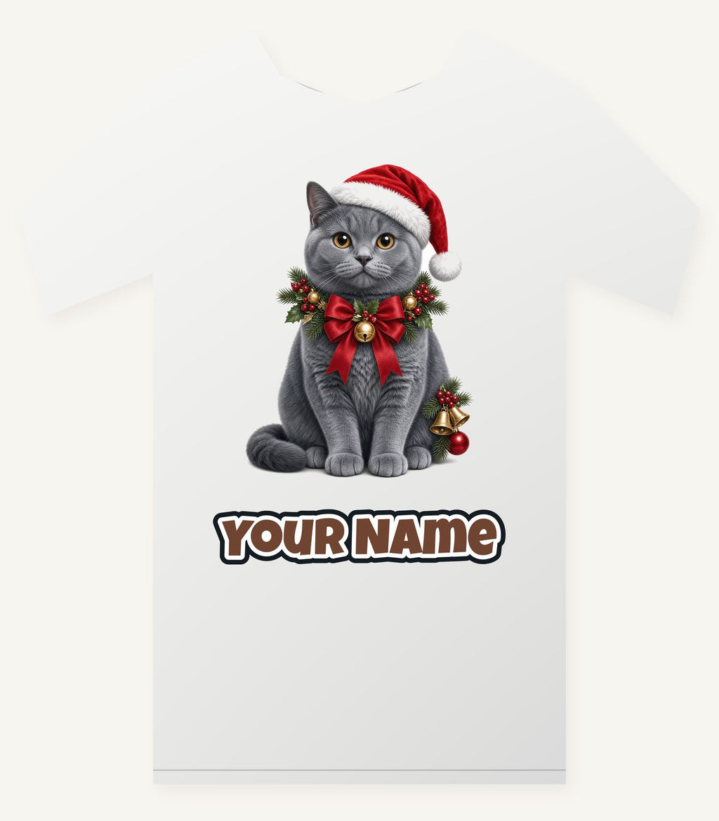 British Shorthair with Holly Personalised Christmas T-Shirt and Hoodie
