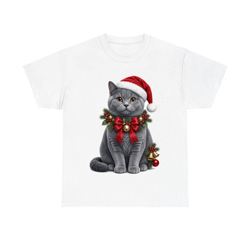 British Shorthair With Holly design on a white tee