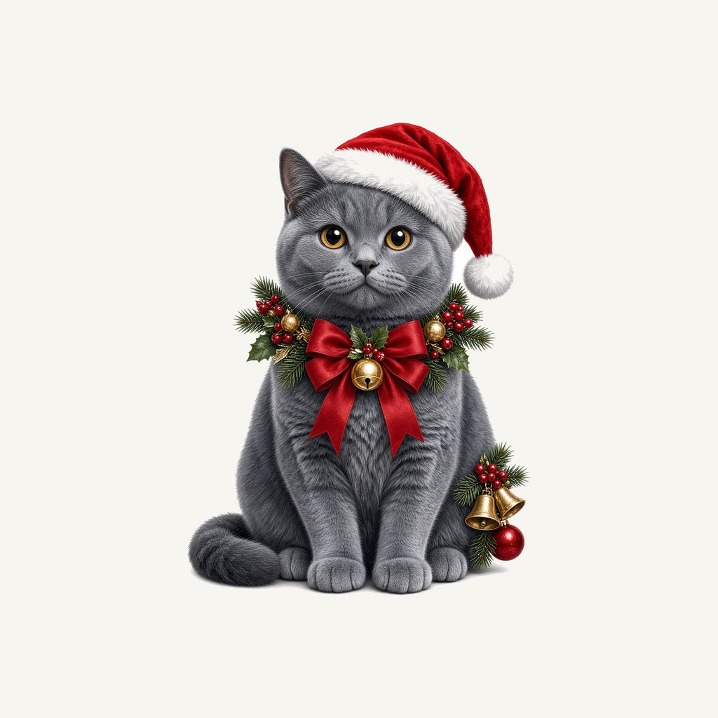 British Shorthair with Holly Personalised Santa Sack