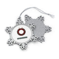 Buffalo Plaid Antler Wreath Personalised Pewter Christmas Ornament