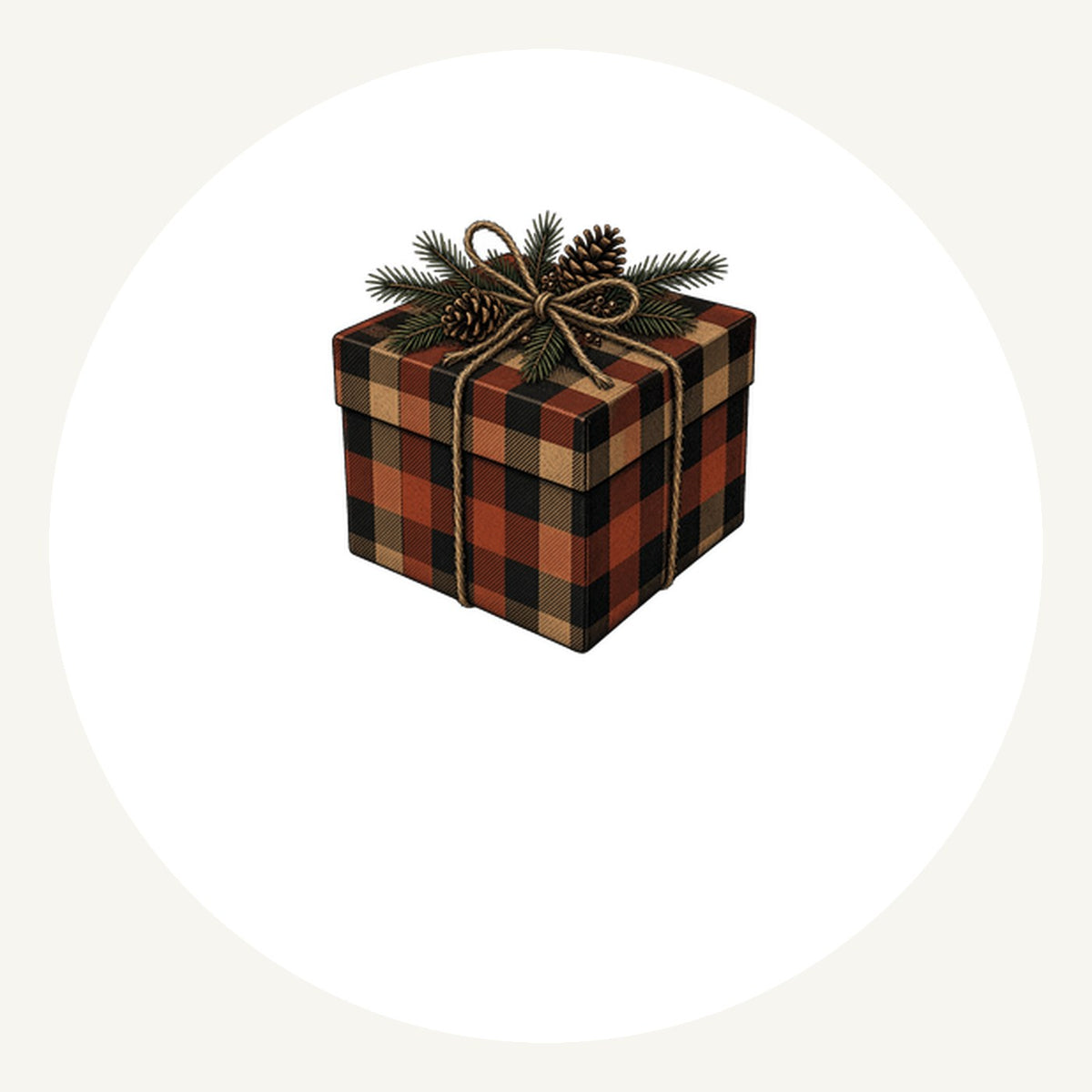 Buffalo Plaid Gift Box Personalised Pewter Christmas Ornament