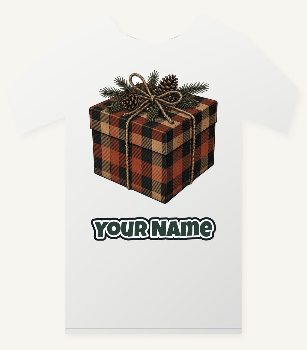 Buffalo Plaid Gift Box Personalised Christmas T-Shirt and Hoodie