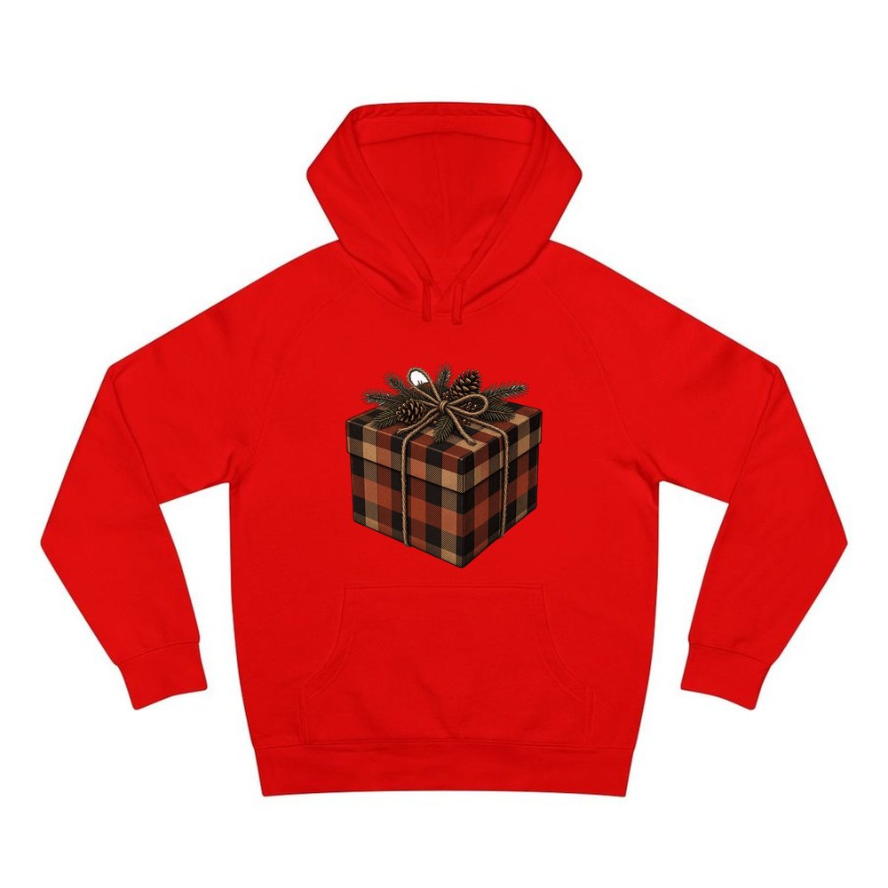 Buffalo Plaid Gift Box personalised Christmas hoodie in red