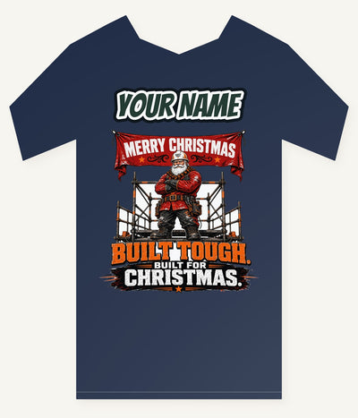 Built Tough Tradie Santa Personalised Kids Tee and Baby Bodysuit