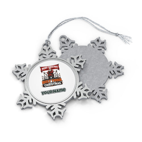 Built Tough Tradie Santa Personalised Pewter Christmas Ornament