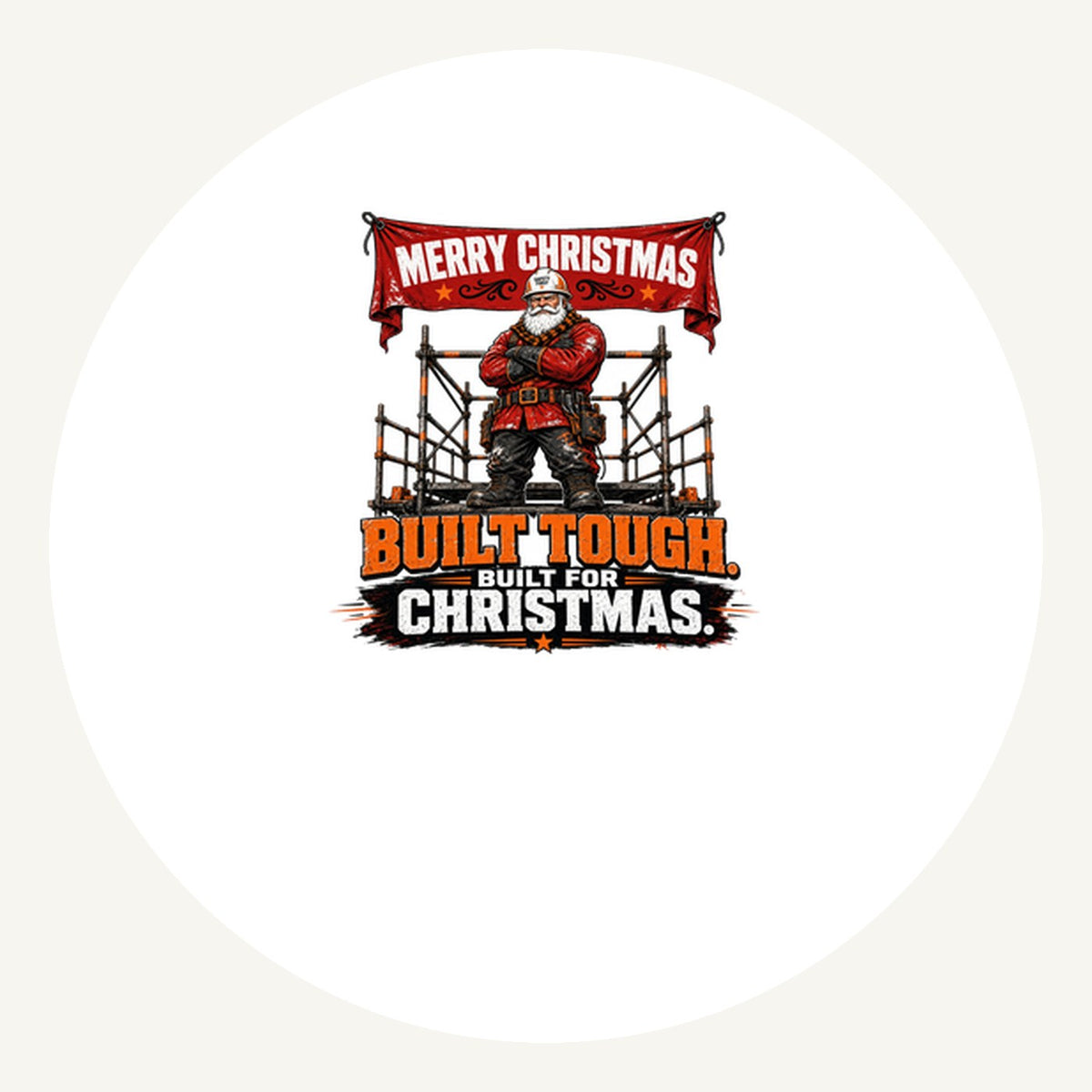 Built Tough Tradie Santa Personalised Pewter Christmas Ornament