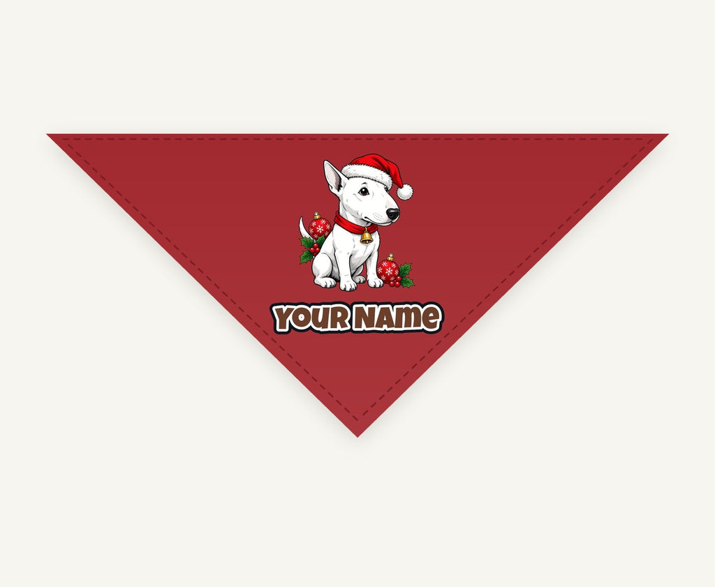 Bull Terrier personalised Christmas pet bandana, tie-on style