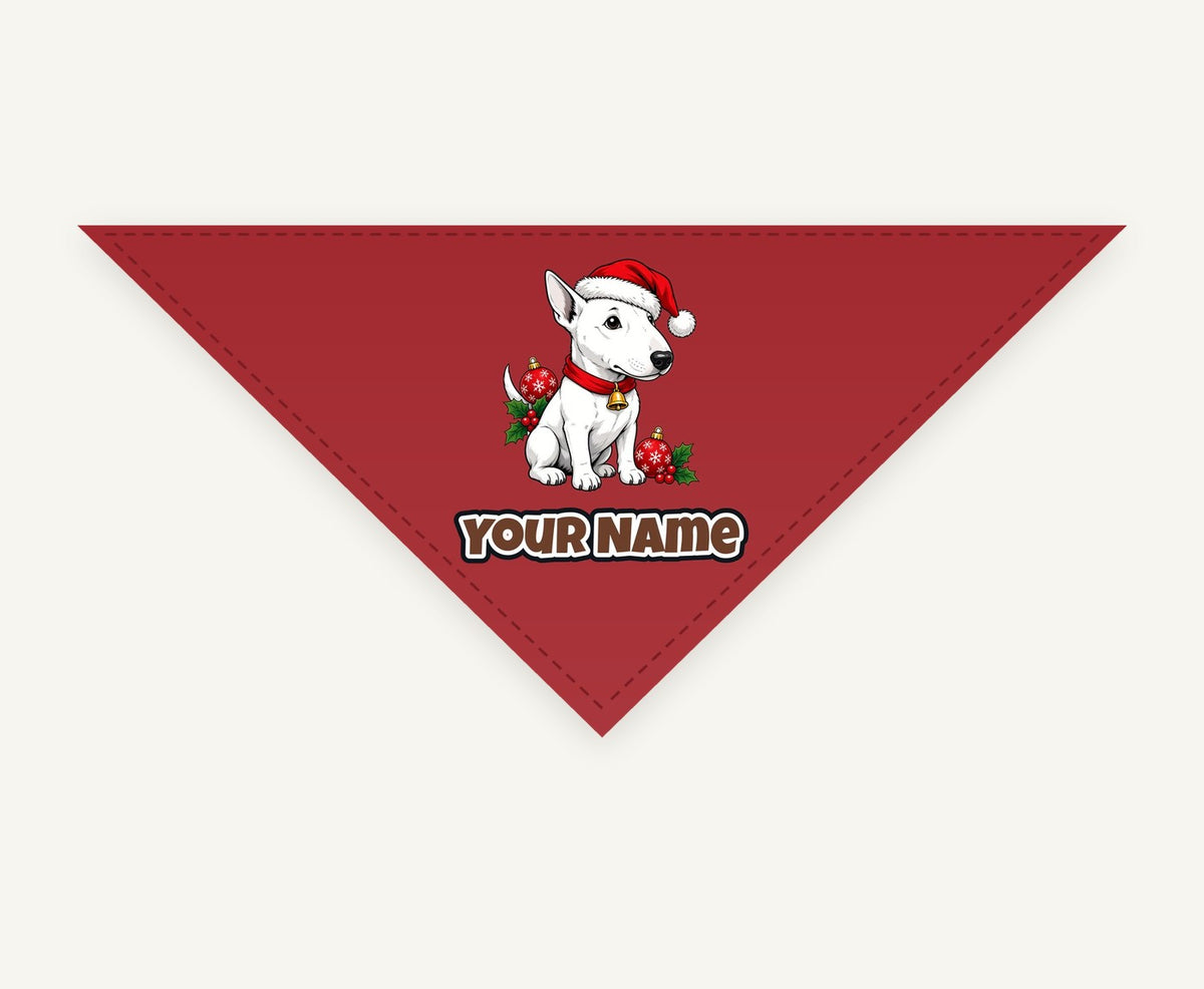 Bull Terrier personalised Christmas pet bandana, tie-on style