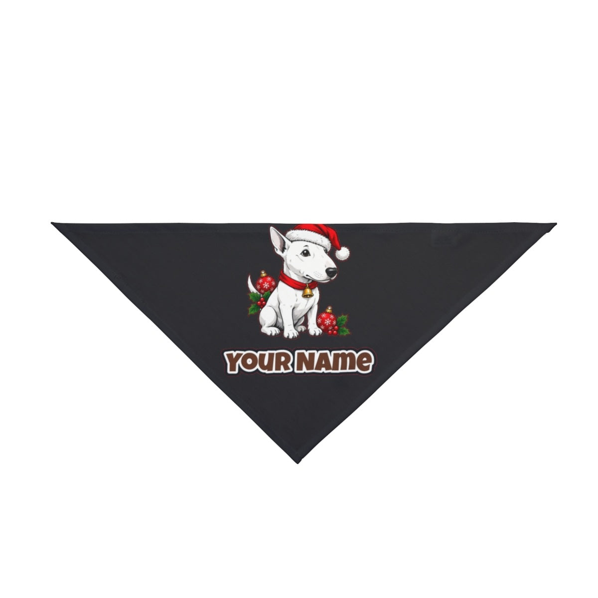 Bull Terrier personalised Christmas pet bandana in black, tie-on style