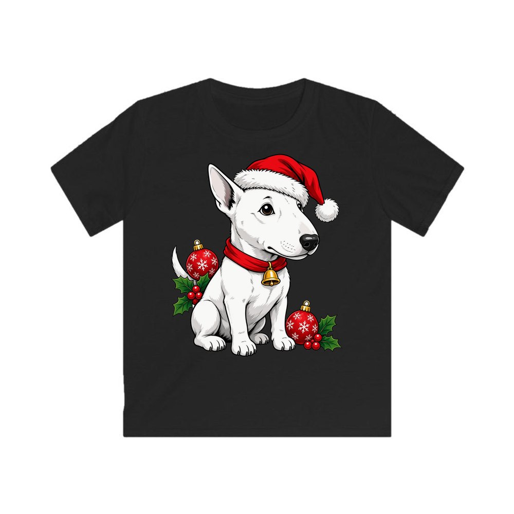 Bull Terrier personalised kids Christmas tee in black