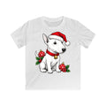 Bull Terrier Christmas Kids Christmas Tee design on a white kids tee