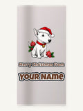 Bull Terrier Christmas Personalised Beach Towel