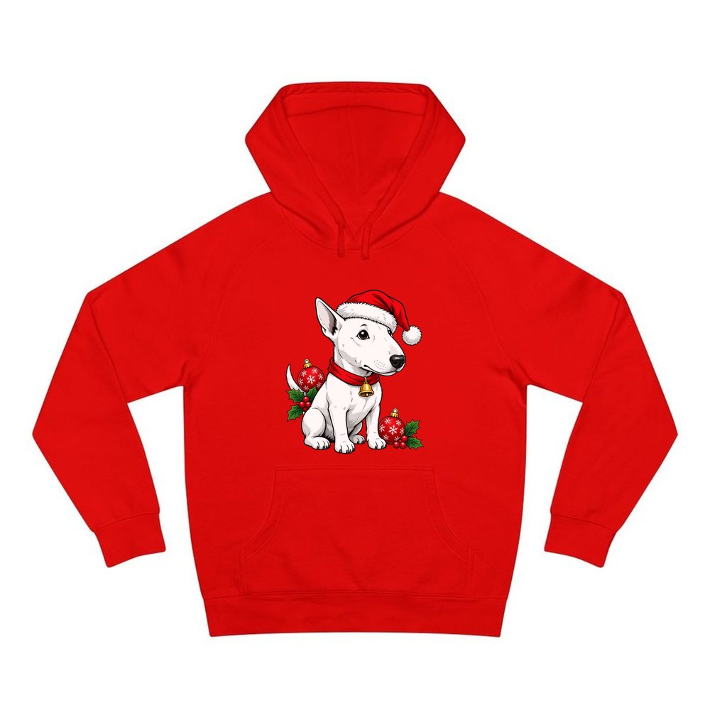 Bull Terrier personalised Christmas hoodie in red