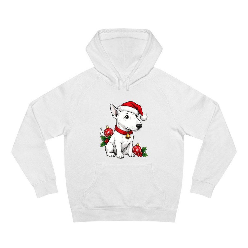 Bull Terrier personalised Christmas hoodie in white