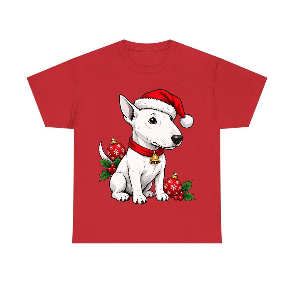 Bull Terrier personalised Christmas T-shirt in red