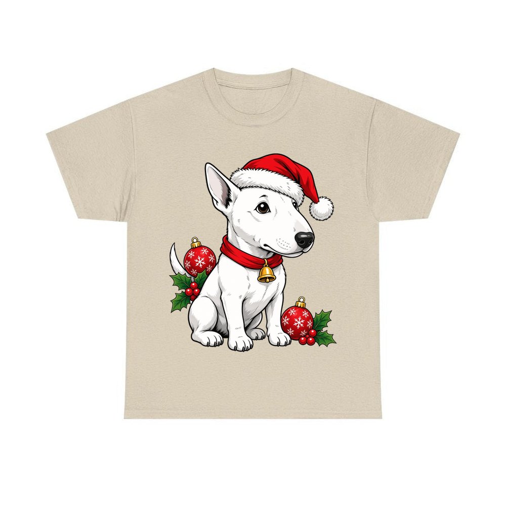 Bull Terrier personalised Christmas T-shirt in sand