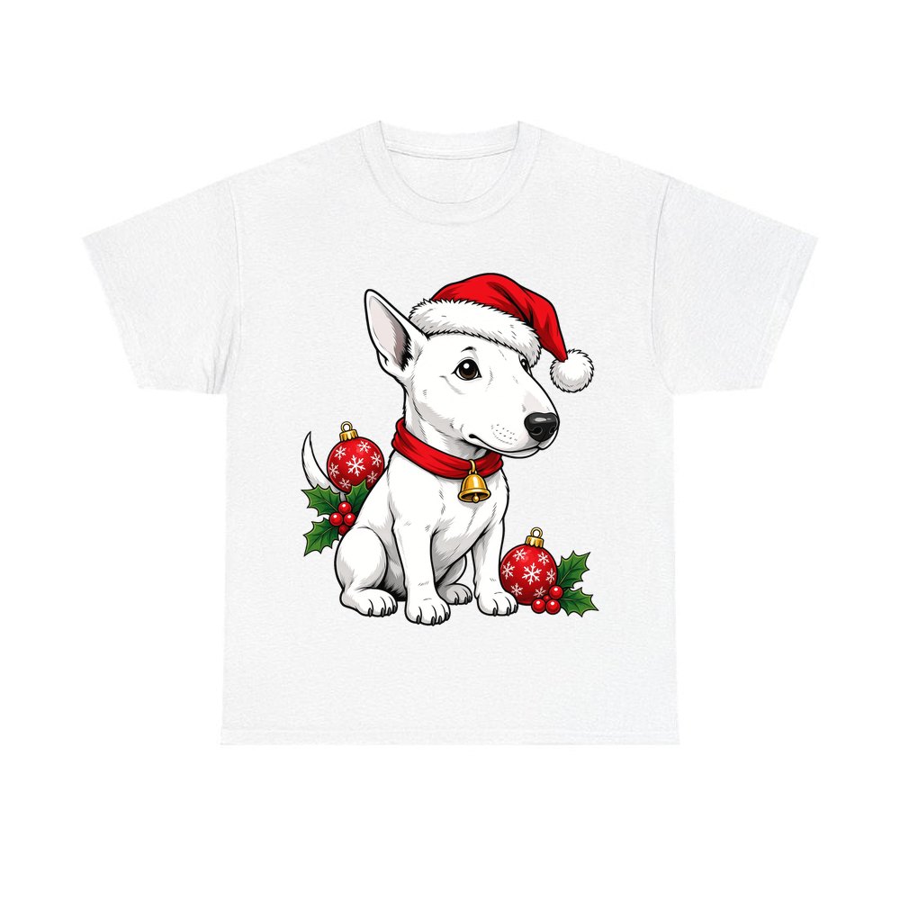 Bull Terrier personalised Christmas T-shirt in white
