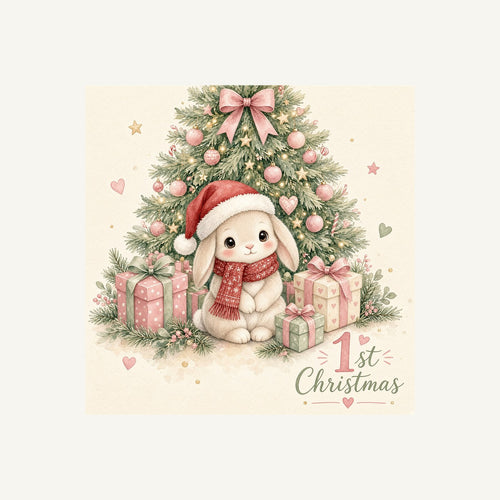 Bunny's First Christmas Personalised Kids Tee and Baby Bodysuit