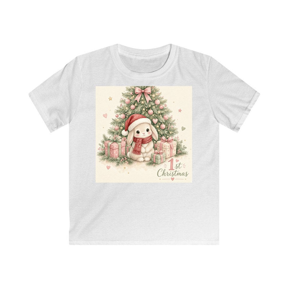Bunny's First Christmas personalised kids Christmas tee in white