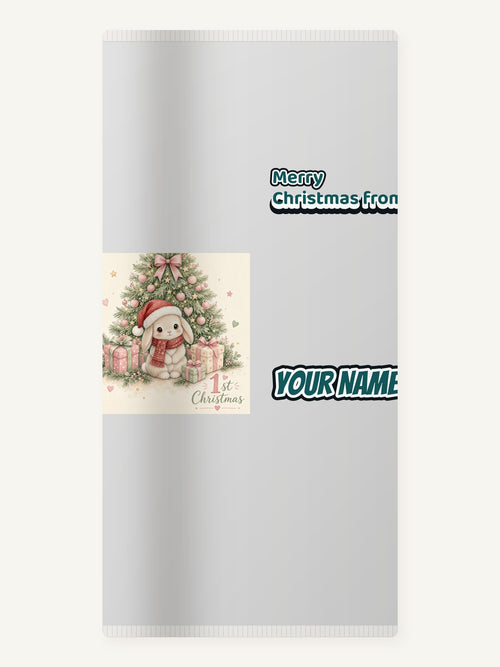 Bunny's First Christmas Personalised Beach Towel