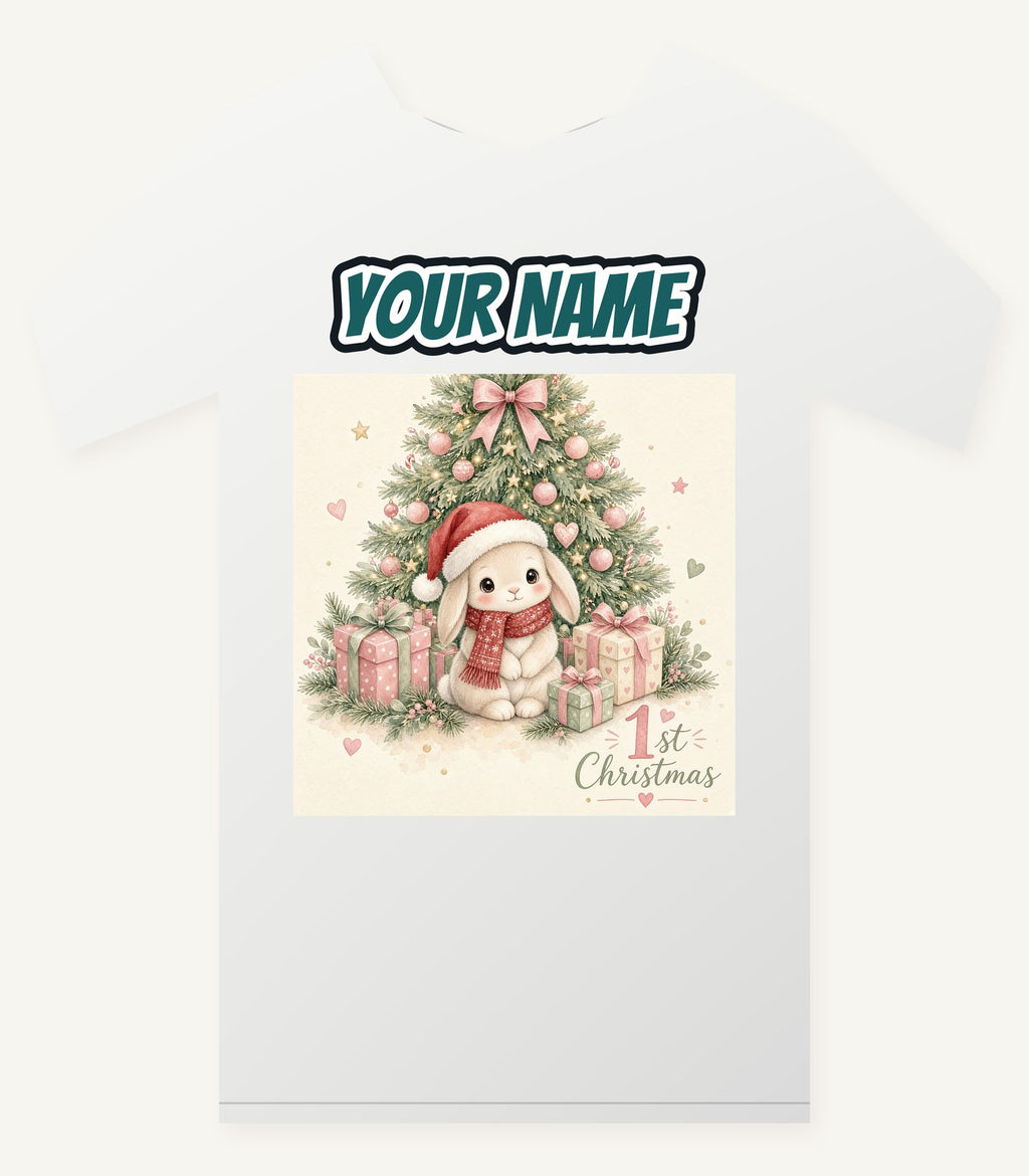 Bunny's First Christmas Personalised Christmas T-Shirt and Hoodie