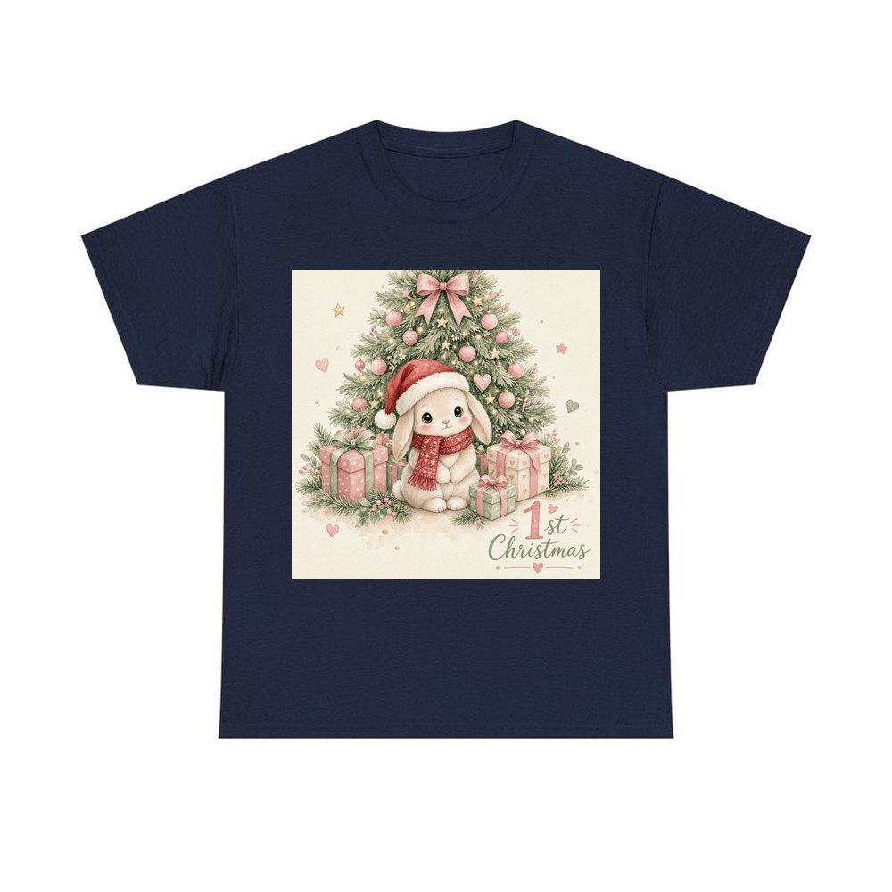 Bunny's First Christmas personalised Christmas T-shirt in navy