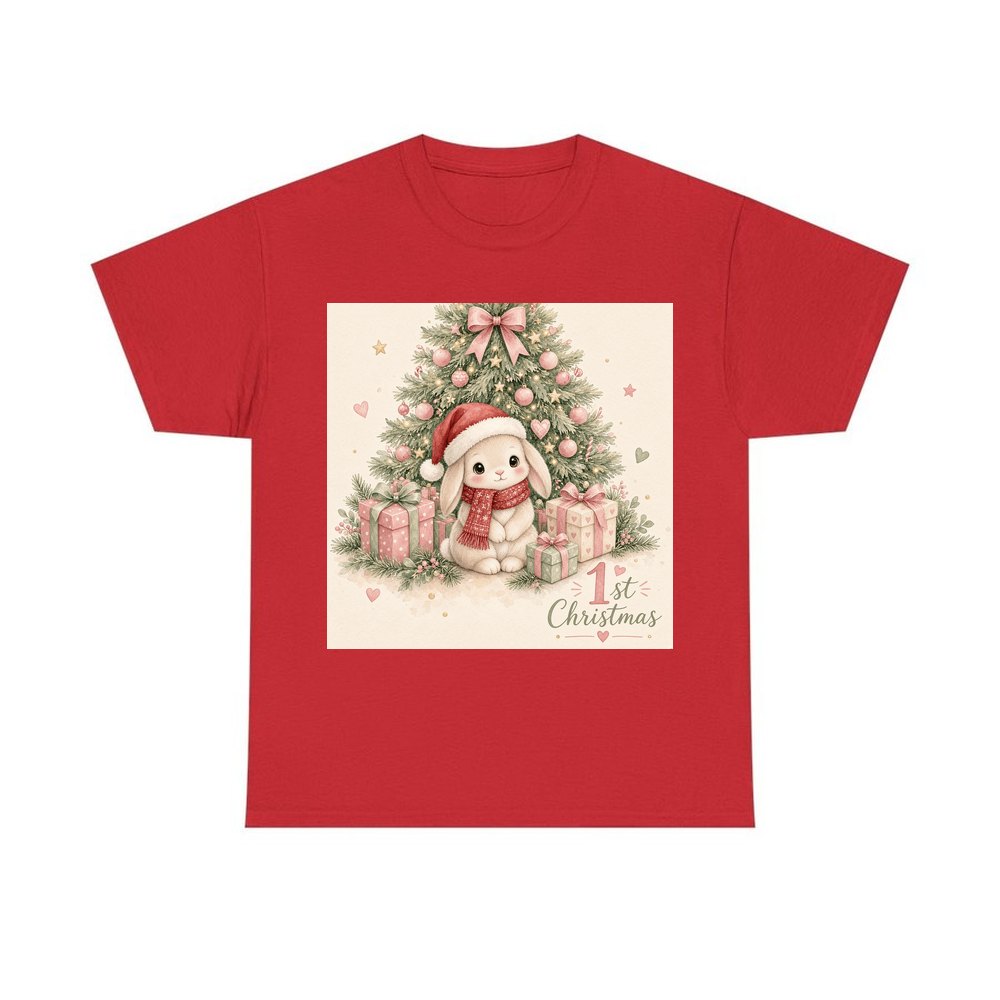 Bunny's First Christmas personalised Christmas T-shirt in red