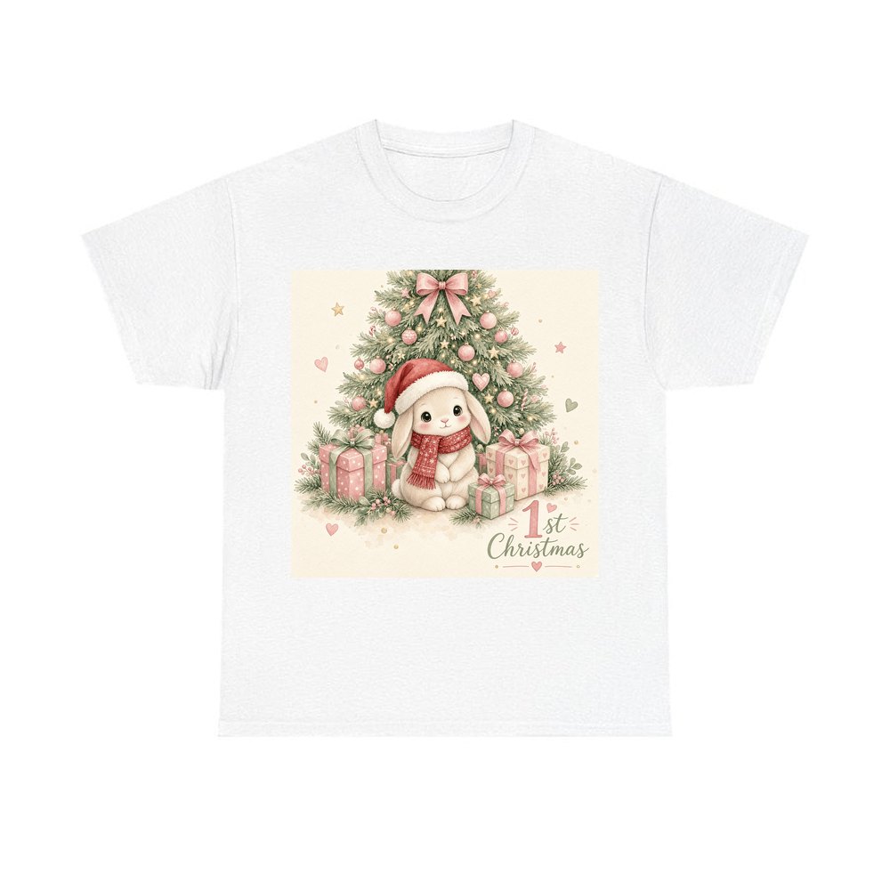 Bunny's First Christmas personalised Christmas T-shirt in white