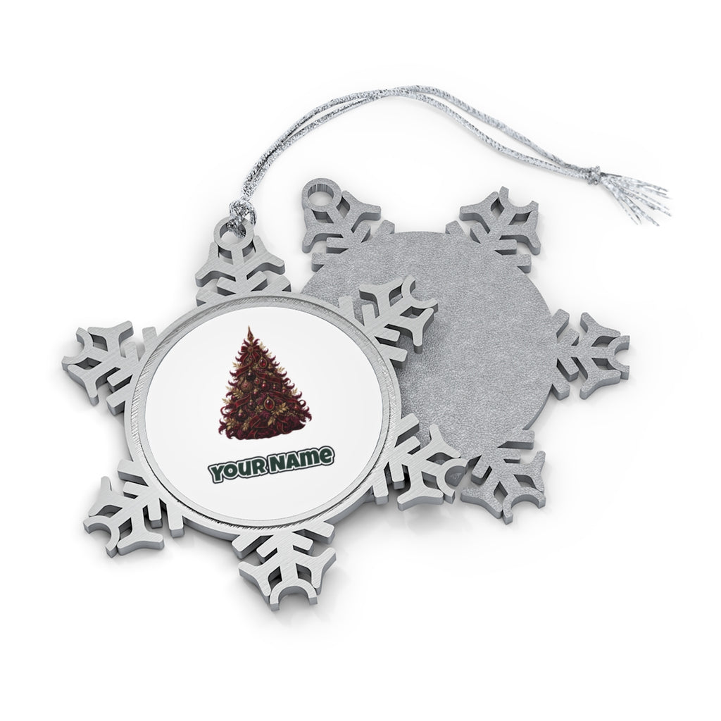 Burgundy Christmas Tree Personalised Pewter Christmas Ornament