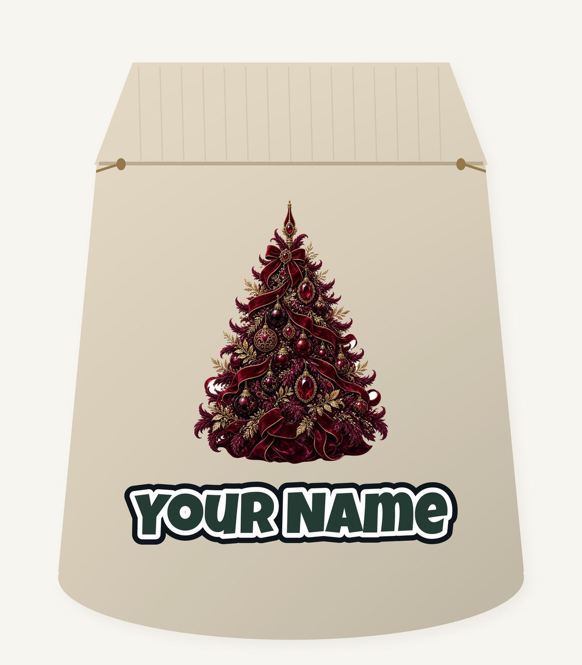 Burgundy Christmas Tree Personalised Santa Sack