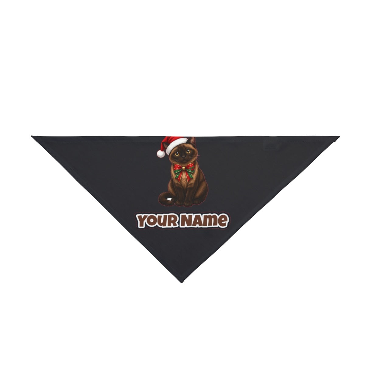 Burmese personalised Christmas pet bandana in black, tie-on style