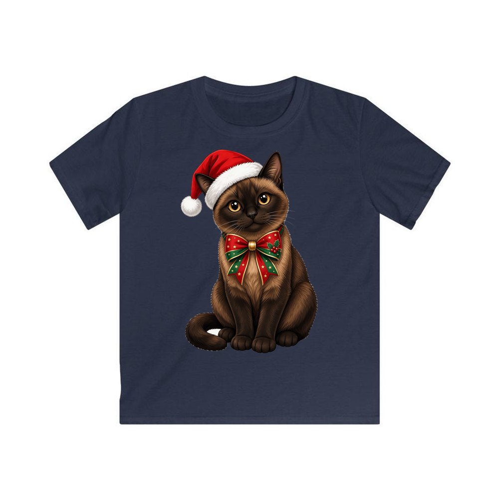 Burmese personalised kids Christmas tee in navy