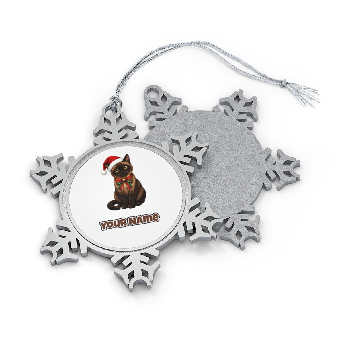 Burmese Personalised Pewter Christmas Ornament