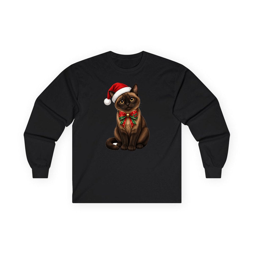 Burmese personalised long sleeve Christmas T-shirt in black