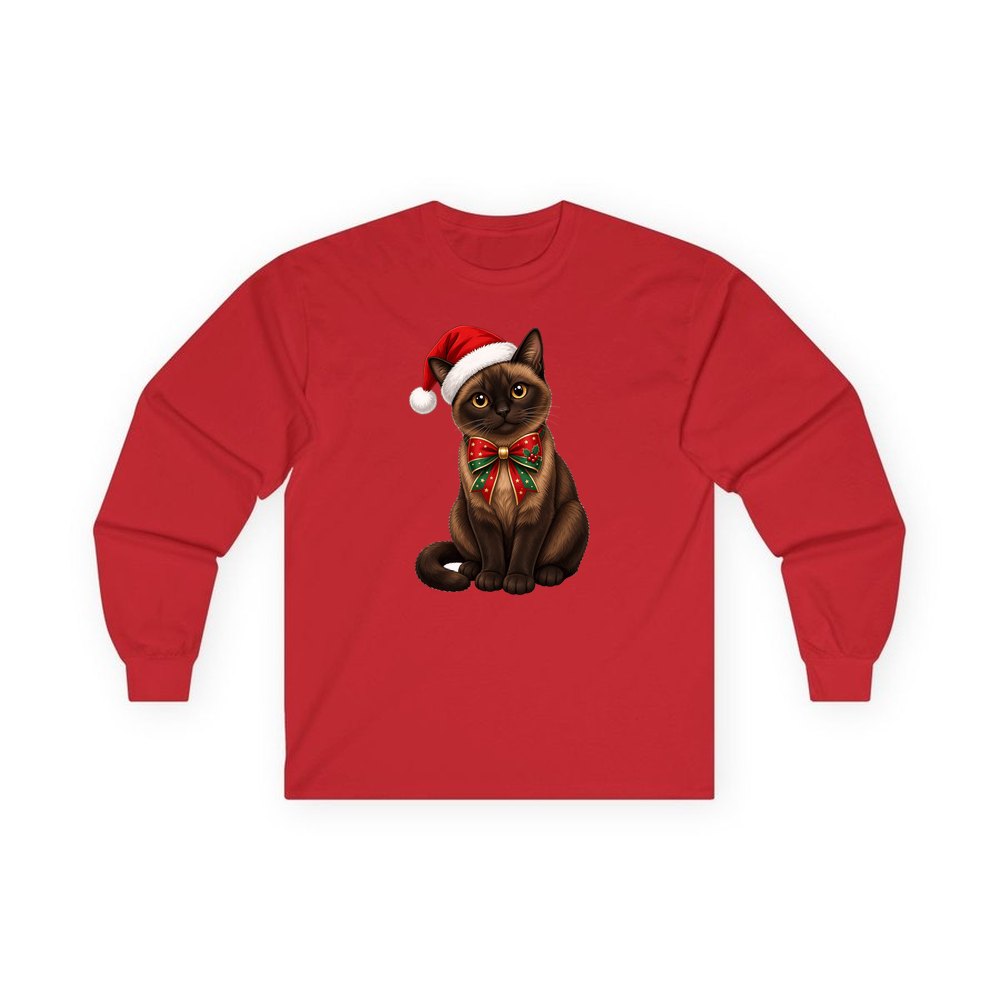 Burmese personalised long sleeve Christmas T-shirt in red