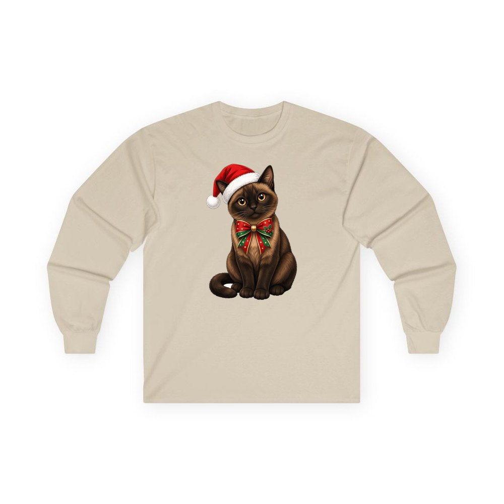 Burmese personalised long sleeve Christmas T-shirt in sand