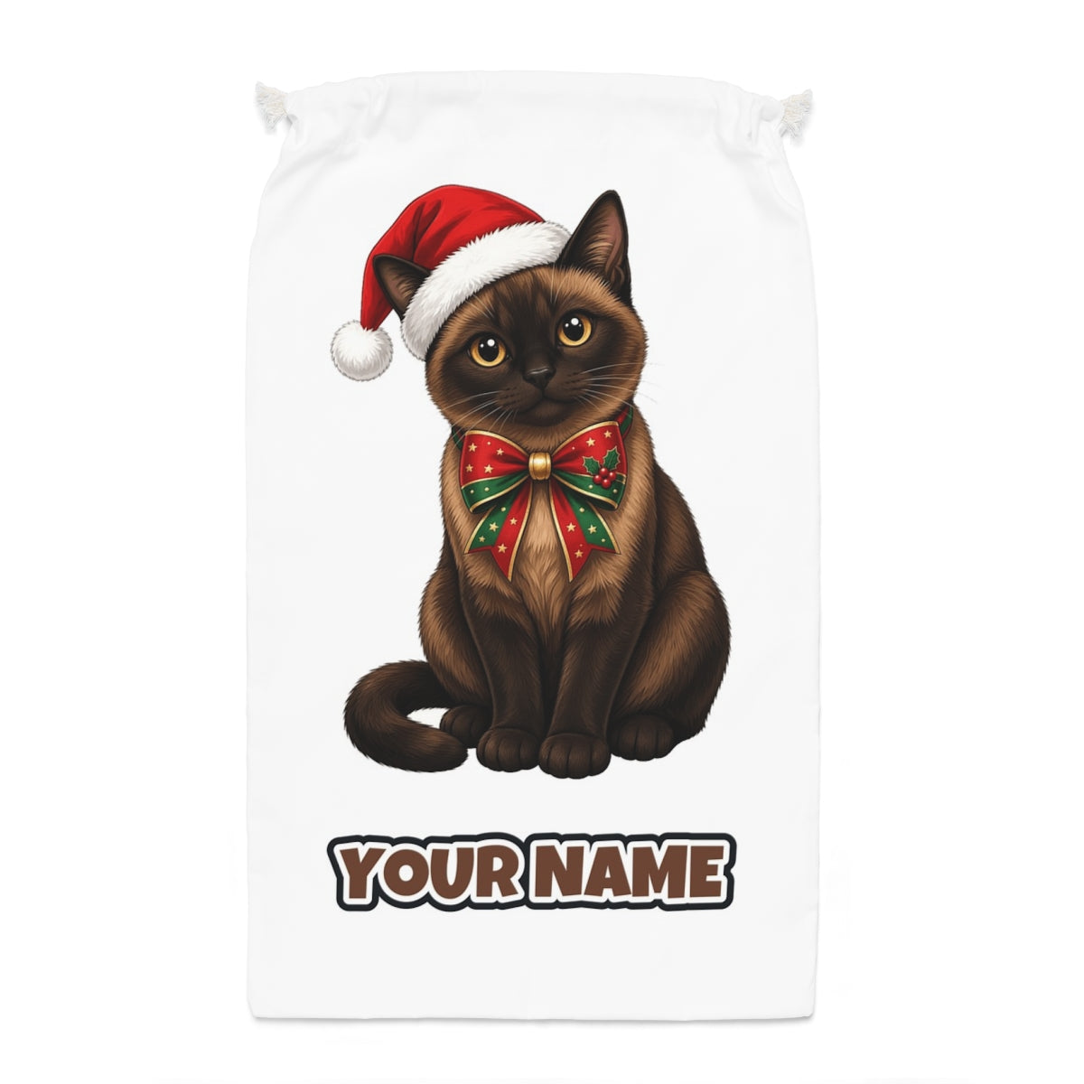 Burmese Santa sack laid flat, showing the full print