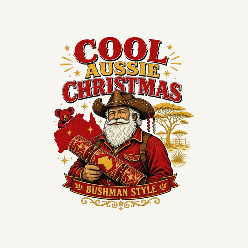 Bushman Santa Christmas Cracker Personalised Kids Tee and Baby Bodysuit