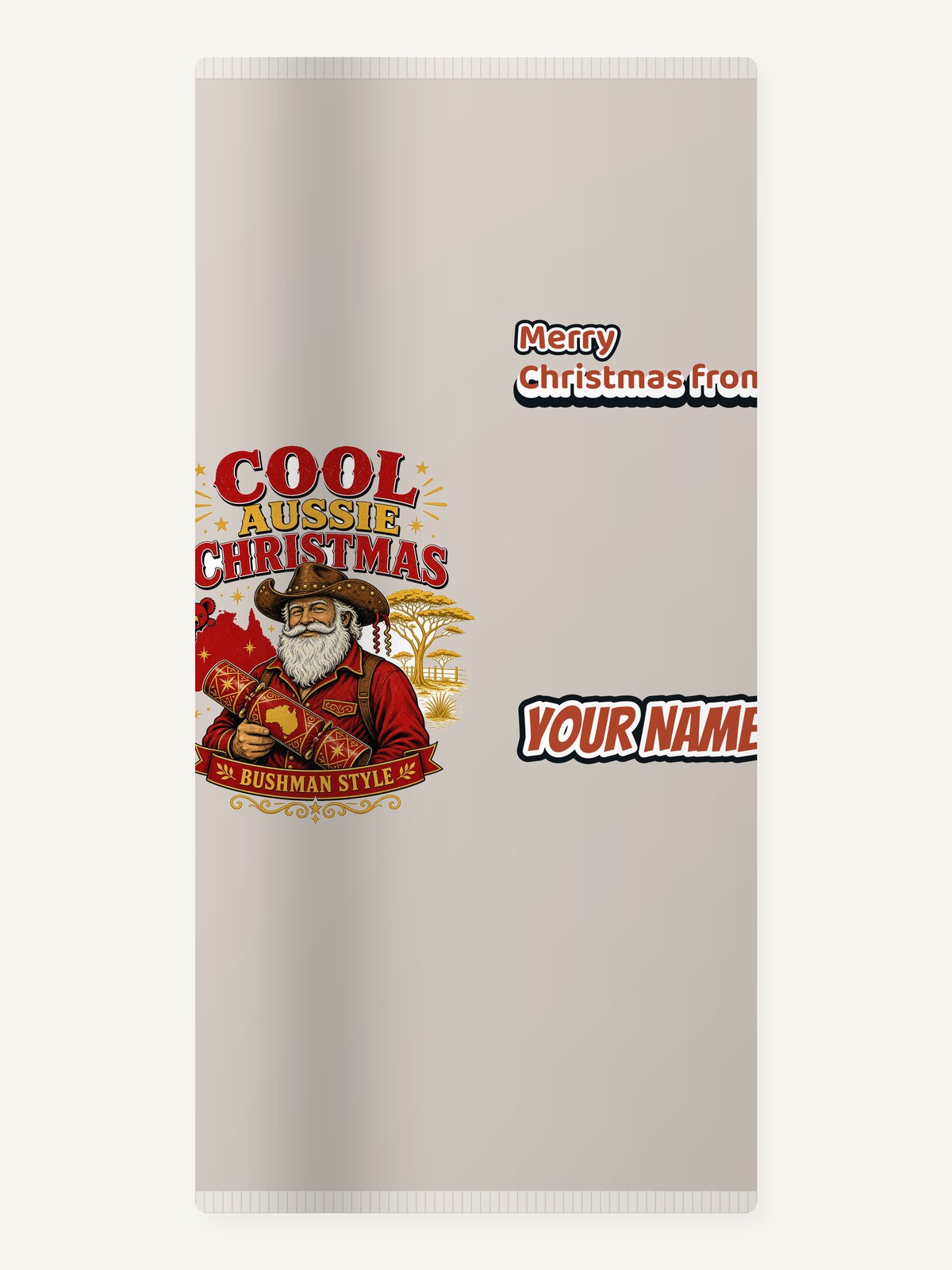 Bushman Santa Christmas Cracker Personalised Beach Towel