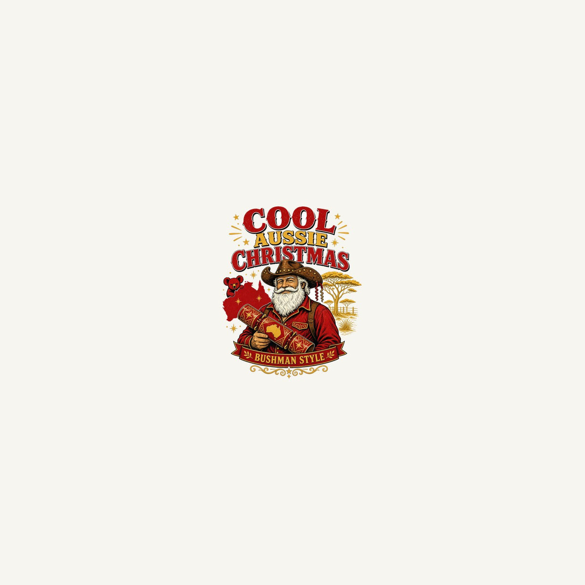 Bushman Santa Christmas Cracker Personalised Beach Towel