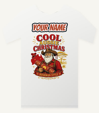 Bushman Santa Christmas Cracker Personalised Christmas T-Shirt and Hoodie