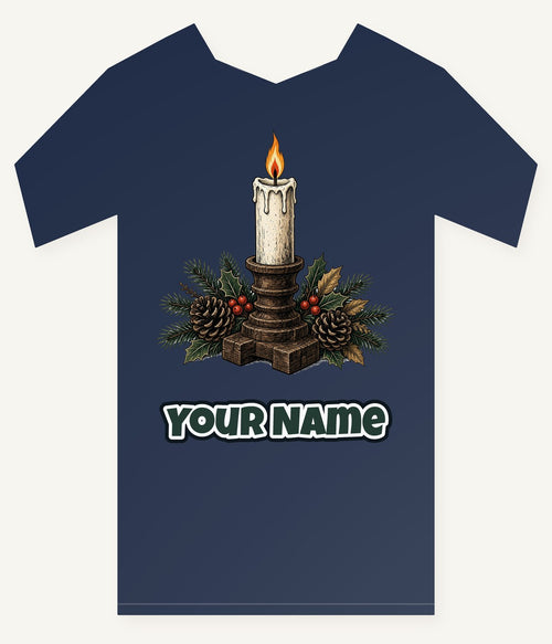 Candle In Wooden Holder Personalised Kids Tee and Baby Bodysuit