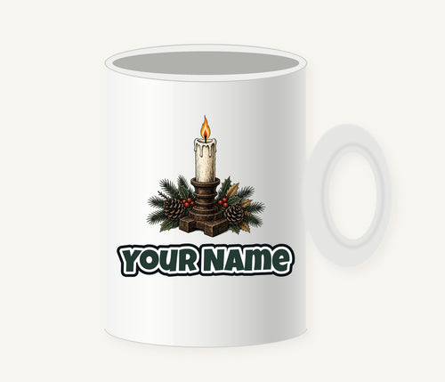 Candle In Wooden Holder Personalised Christmas Mug